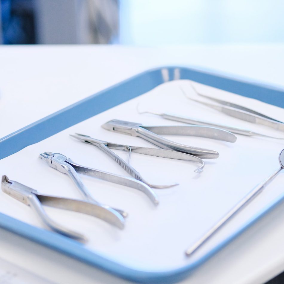 Tray of dental tools